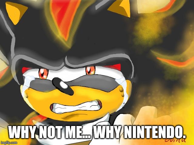 Shadow the Hedgehog Crying | WHY NOT ME... WHY NINTENDO. | image tagged in shadow the hedgehog crying | made w/ Imgflip meme maker