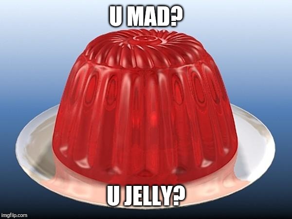 jelly | U MAD? U JELLY? | image tagged in jelly | made w/ Imgflip meme maker