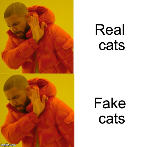Here kitty kitty kitty | Real cats; Fake cats | image tagged in cats | made w/ Imgflip meme maker