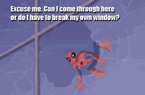 High Quality Spectacular Spiderman window Blank Meme Template