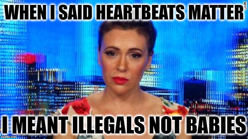 WHEN I SAID HEARTBEATS MATTER; I MEANT ILLEGALS NOT BABIES | image tagged in abortion,illegal immigration,deport,alyssa milano,donald trump,maga | made w/ Imgflip meme maker