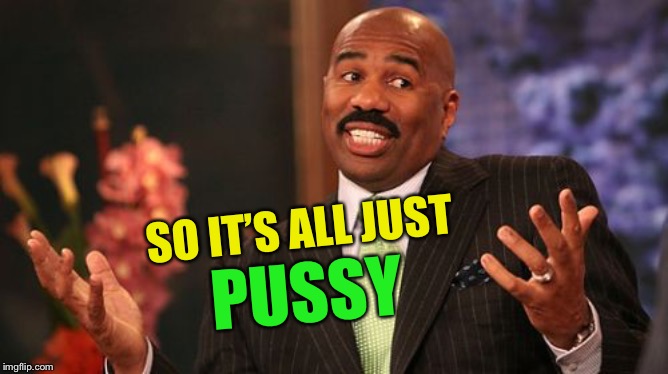 SO IT’S ALL JUST PUSSY | image tagged in memes,steve harvey | made w/ Imgflip meme maker