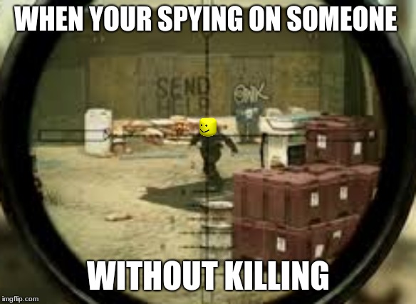 spying on someone | WHEN YOUR SPYING ON SOMEONE; WITHOUT KILLING | image tagged in spying on someone | made w/ Imgflip meme maker