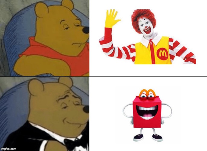 Tuxedo Winnie The Pooh | image tagged in memes,tuxedo winnie the pooh,funny,mcdonalds,happy meal | made w/ Imgflip meme maker