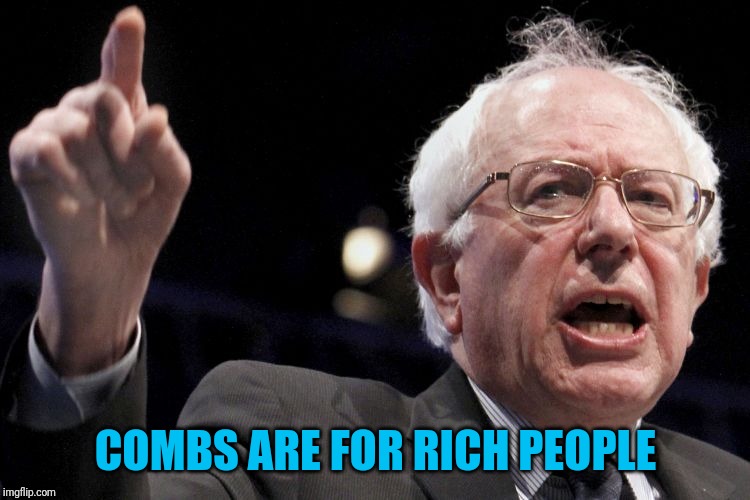 Bernie Sanders | COMBS ARE FOR RICH PEOPLE | image tagged in bernie sanders | made w/ Imgflip meme maker