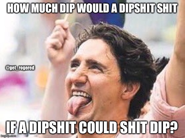 Trudipshit | HOW MUCH DIP WOULD A DIPSHIT SHIT; @get_rogered; IF A DIPSHIT COULD SHIT DIP? | image tagged in justin trudeau | made w/ Imgflip meme maker