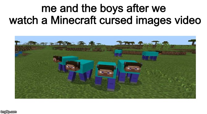 Me and the boys | me and the boys after we watch a Minecraft cursed images video | image tagged in blank white template,me and the boys | made w/ Imgflip meme maker