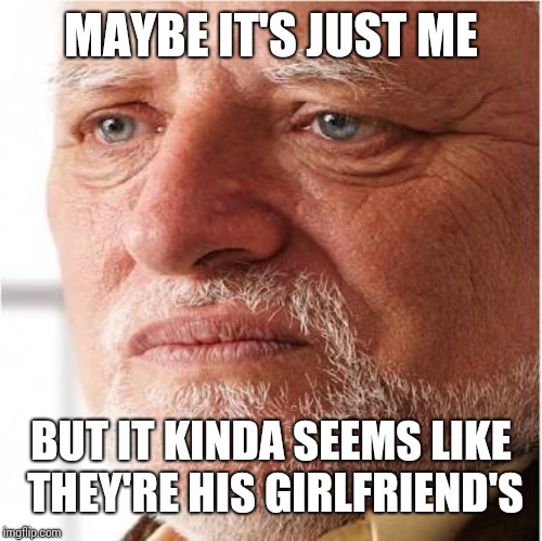 Harold sad | MAYBE IT'S JUST ME BUT IT KINDA SEEMS LIKE THEY'RE HIS GIRLFRIEND'S | image tagged in harold sad | made w/ Imgflip meme maker