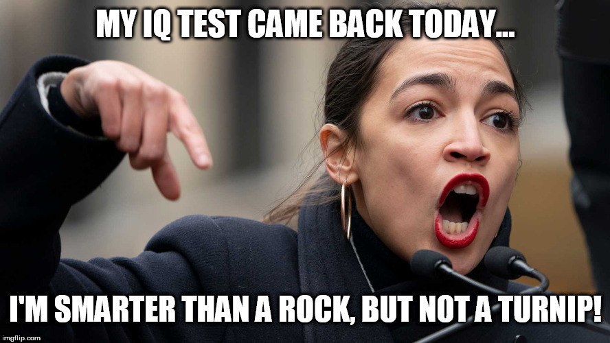 AOC's IQ test | image tagged in aoc,memes,trump,democrat,funny meme,alexandria ocasio-cortez | made w/ Imgflip meme maker