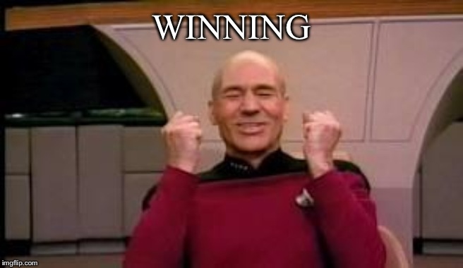 Happy Picard | WINNING | image tagged in happy picard | made w/ Imgflip meme maker
