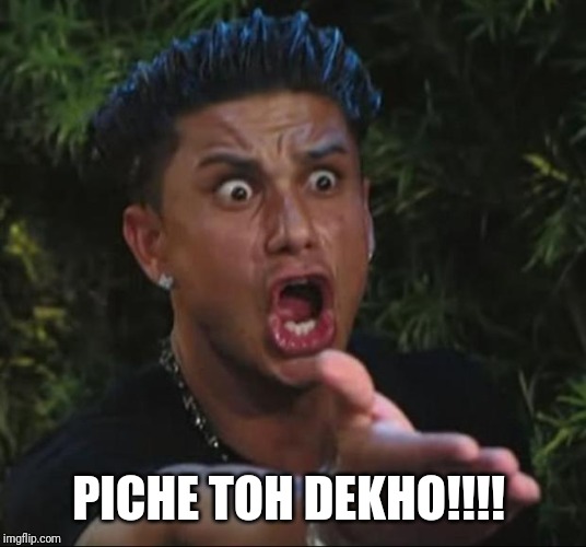 DJ Pauly D Meme | PICHE TOH DEKHO!!!! | image tagged in memes,dj pauly d | made w/ Imgflip meme maker