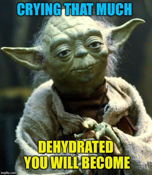 Star Wars Yoda Meme | CRYING THAT MUCH DEHYDRATED YOU WILL BECOME | image tagged in memes,star wars yoda | made w/ Imgflip meme maker