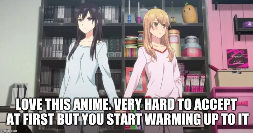 LOVE THIS ANIME. VERY HARD TO ACCEPT AT FIRST BUT YOU START WARMING UP TO IT | made w/ Imgflip meme maker