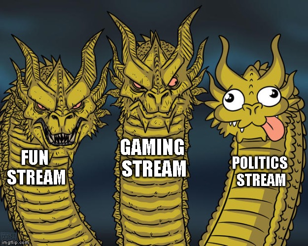 Just the Truth. | GAMING STREAM; POLITICS STREAM; FUN STREAM | image tagged in two dragons one dumbass | made w/ Imgflip meme maker