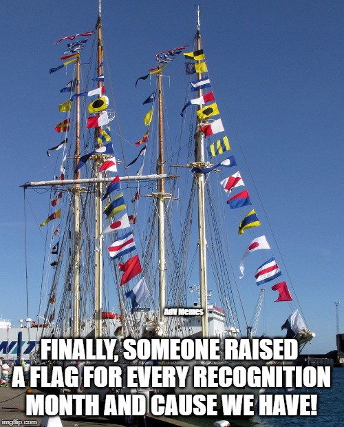 Awareness | AdV Memes; FINALLY, SOMEONE RAISED A FLAG FOR EVERY RECOGNITION MONTH AND CAUSE WE HAVE! | image tagged in gay pride,flags,political correctness | made w/ Imgflip meme maker