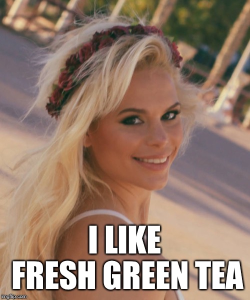 Maria Durbani | I LIKE FRESH GREEN TEA | image tagged in maria durbani | made w/ Imgflip meme maker