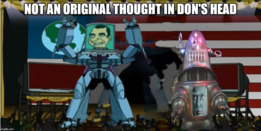 Not an original thought | NOT AN ORIGINAL THOUGHT IN DON'S HEAD | image tagged in trump,nixon | made w/ Imgflip meme maker