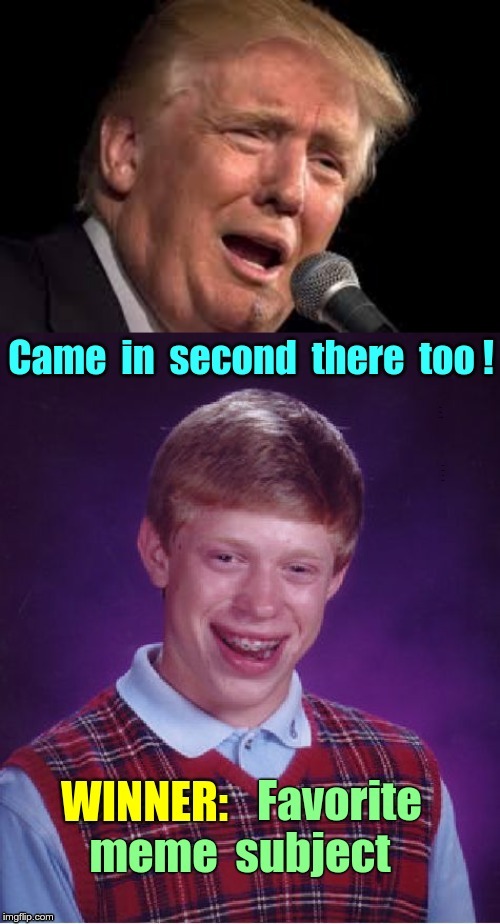 MEOW! ... (no cats) | CAME IN SECOND THERE TOO! WINNER: FAVORITE MEME SUBJECT | image tagged in memes,bad luck brian,donald trump sad,rick75230,meow | made w/ Imgflip meme maker