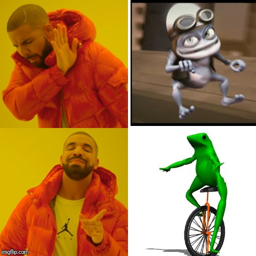 Look out crazy frog, here come dat boi! | image tagged in memes,drake hotline bling,dat boi | made w/ Imgflip meme maker