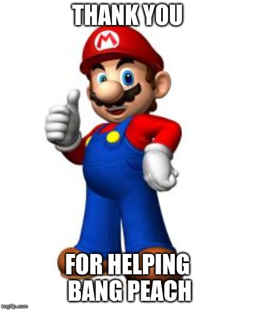 Mario Thumbs Up | THANK YOU; FOR HELPING BANG PEACH | image tagged in mario thumbs up | made w/ Imgflip meme maker
