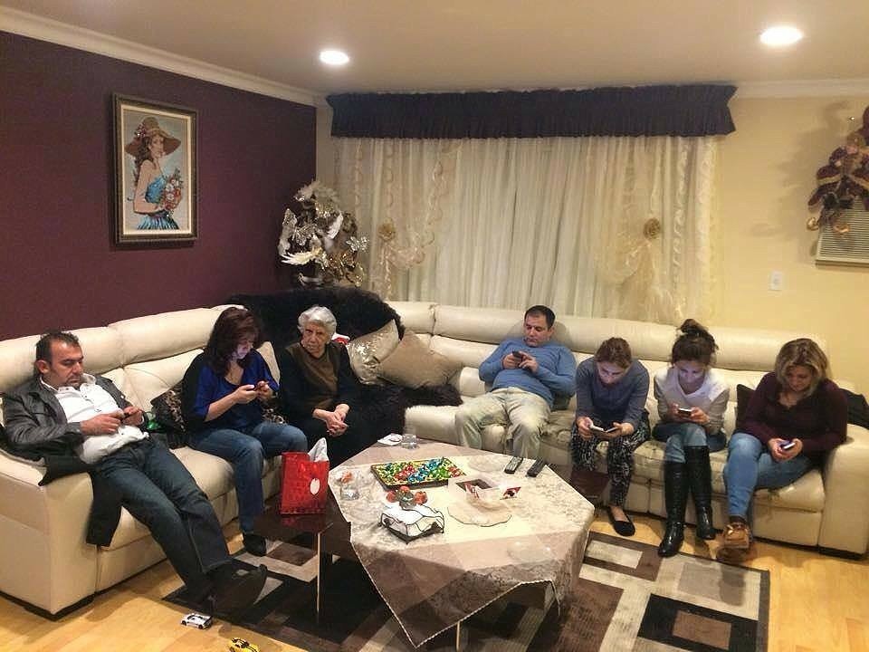 Visiting grandma and on the phones Blank Meme Template