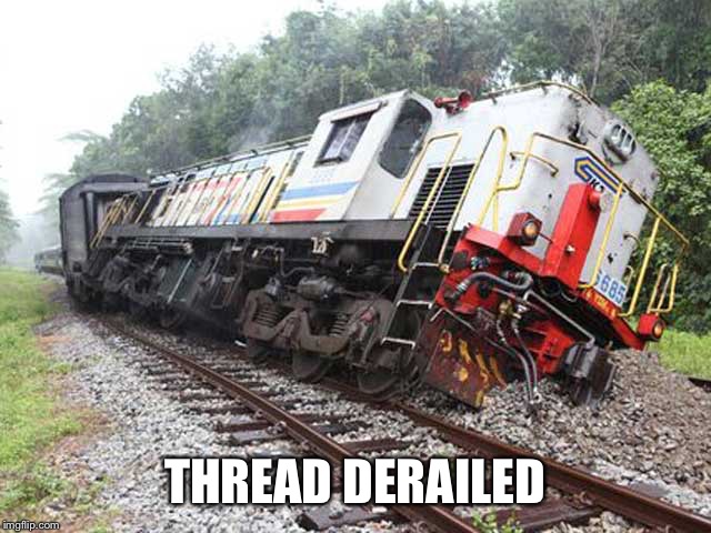 thread derailed | THREAD DERAILED | image tagged in thread derailed | made w/ Imgflip meme maker