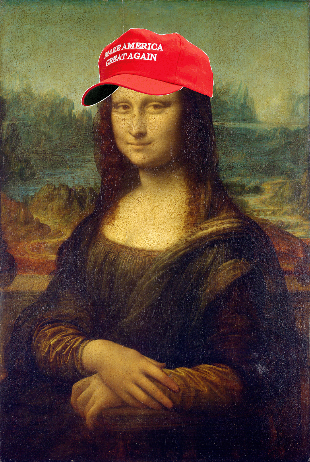 High Quality Mona Lisa MAGA hat Blank Meme Template