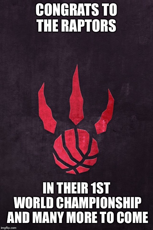 Toronto Raptors | CONGRATS TO THE RAPTORS; IN THEIR 1ST WORLD CHAMPIONSHIP AND MANY MORE TO COME | image tagged in toronto raptors | made w/ Imgflip meme maker