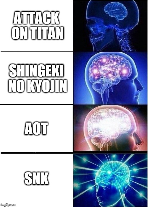 Expanding Brain | ATTACK ON TITAN; SHINGEKI NO KYOJIN; AOT; SNK | image tagged in memes,expanding brain | made w/ Imgflip meme maker