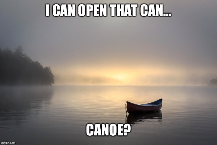 Trudeau's Canoe | I CAN OPEN THAT CAN... CANOE? | image tagged in trudeau's canoe | made w/ Imgflip meme maker