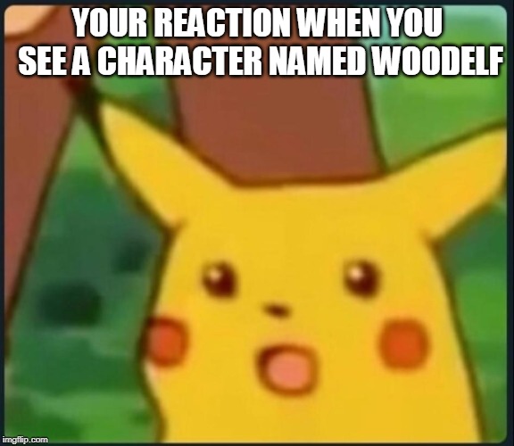Surprised Pikachu | YOUR REACTION WHEN YOU SEE A CHARACTER NAMED WOODELF | image tagged in surprised pikachu | made w/ Imgflip meme maker