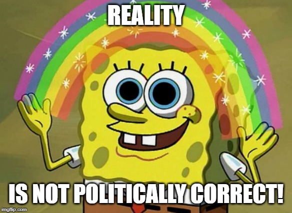 Life is Cruel! | REALITY; IS NOT POLITICALLY CORRECT! | image tagged in memes,imagination spongebob,politically correct,reality check | made w/ Imgflip meme maker