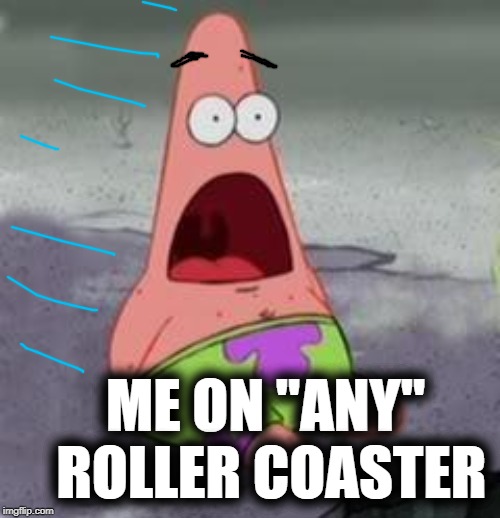Suprised Patrick | ME ON "ANY" ROLLER COASTER | image tagged in suprised patrick | made w/ Imgflip meme maker
