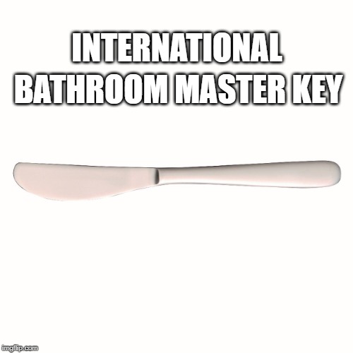 International bathroom master key | BATHROOM MASTER KEY; INTERNATIONAL | image tagged in knife | made w/ Imgflip meme maker