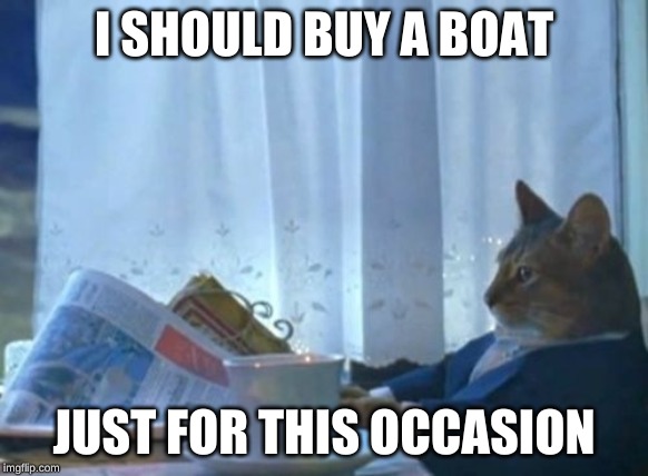 I Should Buy A Boat Cat Meme | I SHOULD BUY A BOAT JUST FOR THIS OCCASION | image tagged in memes,i should buy a boat cat | made w/ Imgflip meme maker