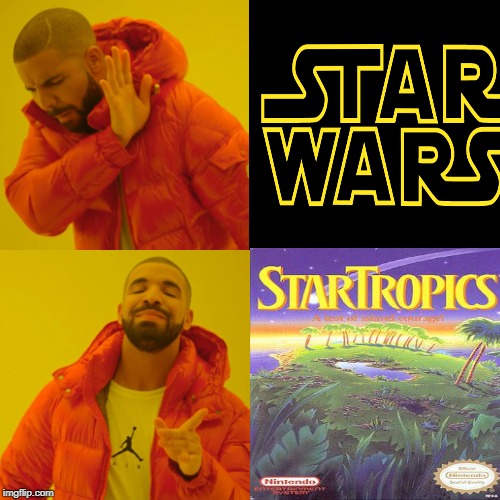 Idc how similar it is to my last. StarTropics is underrated and a great game. | image tagged in star wars,summer,space,beach,yoda,cave | made w/ Imgflip meme maker
