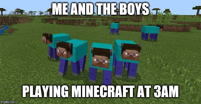 MINECRAFT IS FUN | ME AND THE BOYS; PLAYING MINECRAFT AT 3AM | image tagged in me and the boys | made w/ Imgflip meme maker