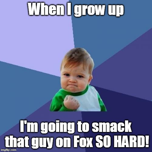 Success Kid Meme | When I grow up; I'm going to smack that guy on Fox SO HARD! | image tagged in memes,success kid,fox news | made w/ Imgflip meme maker