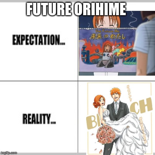 Expectation vs Reality | FUTURE ORIHIME | image tagged in expectation vs reality | made w/ Imgflip meme maker