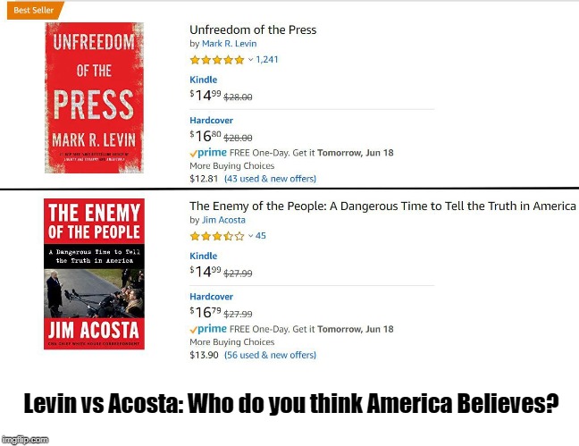 Acosta's ratings tanking just like CNN | Levin vs Acosta: Who do you think America Believes? | image tagged in jim acosta,mark levin,cnn,fake news | made w/ Imgflip meme maker