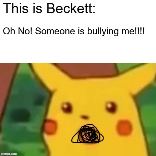 Surprised Pikachu Meme | This is Beckett: Oh No! Someone is bullying me!!!! | image tagged in memes,surprised pikachu | made w/ Imgflip meme maker