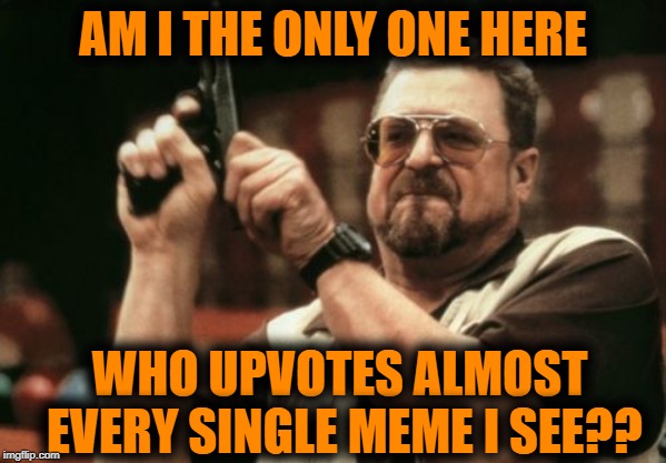 Am I The Only One Around Here | AM I THE ONLY ONE HERE; WHO UPVOTES ALMOST EVERY SINGLE MEME I SEE?? | image tagged in memes,am i the only one around here | made w/ Imgflip meme maker