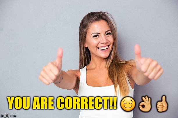 Thumbs up | YOU ARE CORRECT!! ??? | image tagged in thumbs up | made w/ Imgflip meme maker
