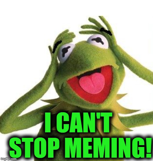 I CAN'T STOP MEMING! | image tagged in scared kermit | made w/ Imgflip meme maker