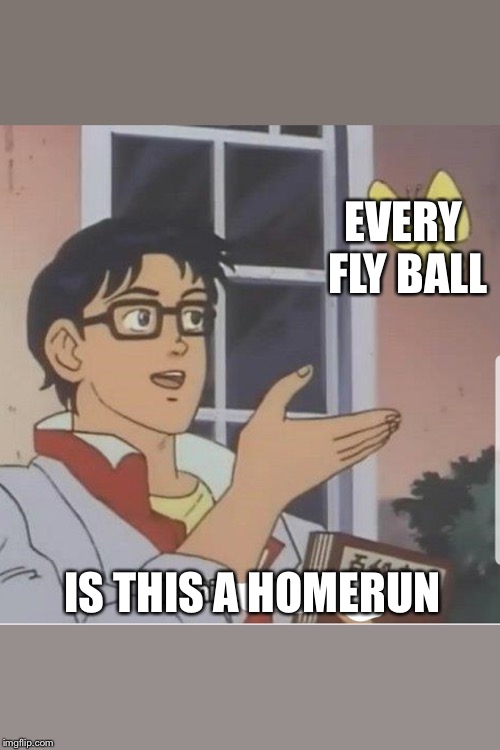 Butterfly man | EVERY FLY BALL; IS THIS A HOMERUN | image tagged in butterfly man | made w/ Imgflip meme maker