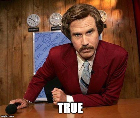 ron burgundy | TRUE | image tagged in ron burgundy | made w/ Imgflip meme maker