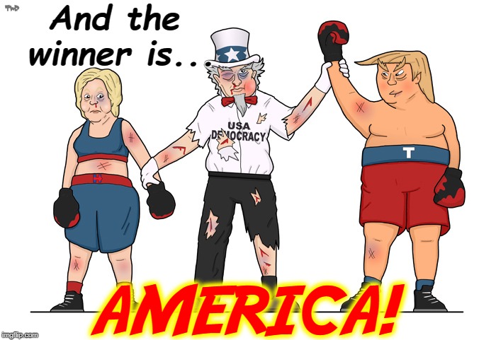 Dear God, Thank You for Sending a Man Willing to Fight for America! | And the winner is... AMERICA! | image tagged in vince vance,president trump,make america great again,justice,responsibility,build the wall | made w/ Imgflip meme maker