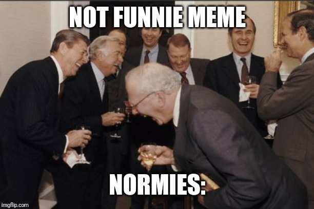 Laughing Men In Suits | NOT FUNNIE MEME; NORMIES: | image tagged in memes,laughing men in suits | made w/ Imgflip meme maker