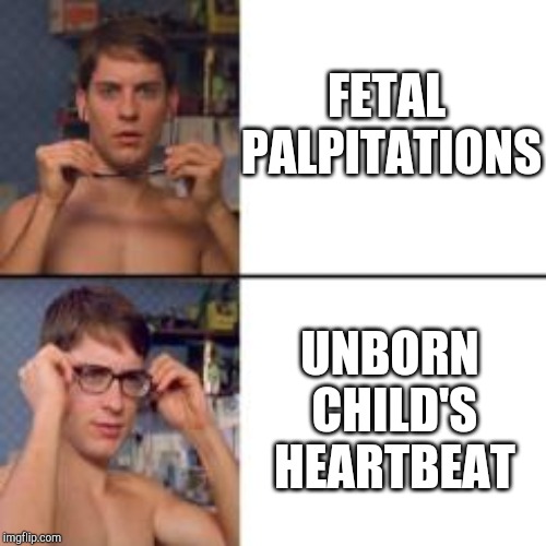 Yet another attempt by the left to dehumanize their victims. | FETAL PALPITATIONS; UNBORN CHILD'S HEARTBEAT | image tagged in peter parker glasses | made w/ Imgflip meme maker