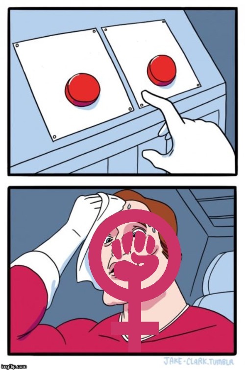Feminist Two Buttons | image tagged in feminist two buttons | made w/ Imgflip meme maker